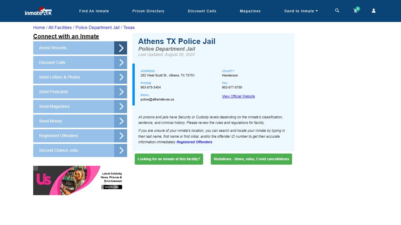 Athens TX Police Jail & Inmate Search - Athens, TX